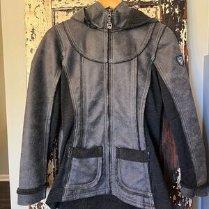 Kuhl WOMEN'S DANI SHERPA JACKET size XS faux leather micro-suede outdoor fleece
